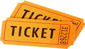 2 orangefarbenen Tickets