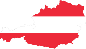 schematischer Umriss von Österreich in rot-weiß-rot