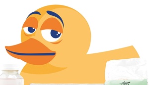 KONSUM-Ente mit zur Wahl stehenden Produkten