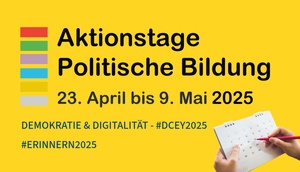 Banner zur Ankündigung der Aktionstage Poltische Bildung 2025