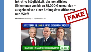 Screenshot der Betrugs-Website mit Fake-Investitionsprojekt
