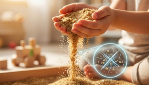 Kinderhände spielen mit Sand 