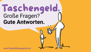 Postkarte der ASB zum Thema Taschengeld