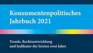 Buchcover Konsumentenpolitisches Jahrbuch, blauer Einband mit Titel  