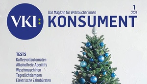 Cover der Jänner-Ausgabe der Zeitschrift KONSUMENT (Weihnachtsbaum)