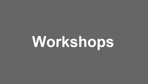 Schriftzug "Workshops" auf dunkelgrauem Untergrund