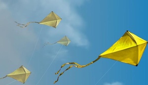 Logo des Wettbewerbs, blauer Himmel mit gold-gelben Sternen und Drachen 