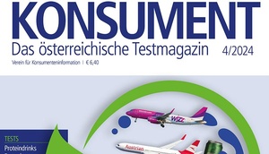 Symbol für Greenwashing, in der Mitte Flugzeuge von Austrian und WIZZ, Gösser und Red Bull Getränkedose, Logos Amazon, Shell