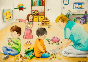 Familie im Wohnzimmer, © Raoul Krischanitz