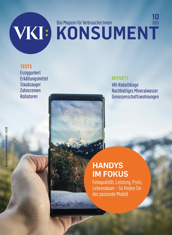 Cover der Oktober-Ausgabe der Zeitschrift KONSUMENT (Fotografieren mit Smartphone), © Verein für Konsumenteninformation (VKI)