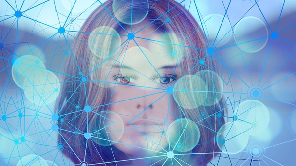 Künstliche Intelligenz Frau Gesicht, © Bild von Gerd Altmann auf Pixabay