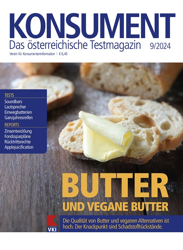 Weißbrotscheiben mit Butterlocke, © VKI