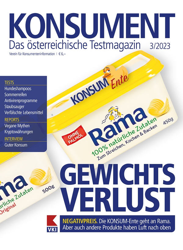 Cover Konsument, "Konsumente" mit Rama Margarine  , © VKI 