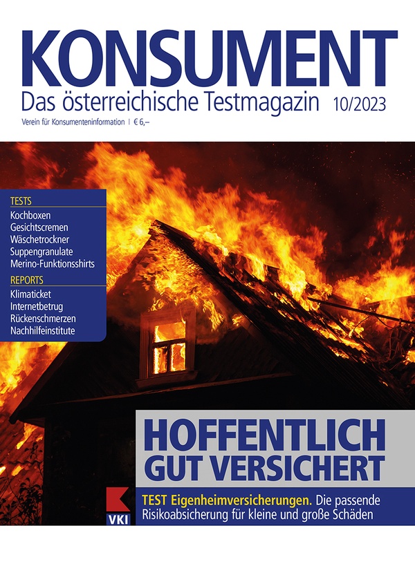 Cover KONSUMENT; brennendes Haus , © VKI 