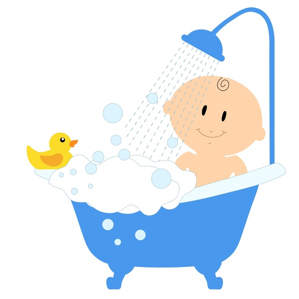 Baby in Badewanne mit Quietschente, Zeichnung , ©  No-longer-here auf Pixabay