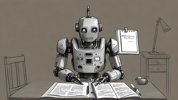 AI - Roboter der an Texten arbeitet , ©  ThankYouFantasyPictures auf Pixabay 