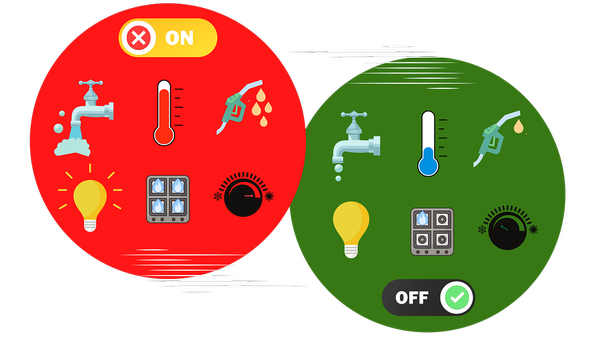roter und grüner Kreis mit versch. Symbolen zu Energieverbrauch bzw. -sparen , © RosZie auf Pixabay