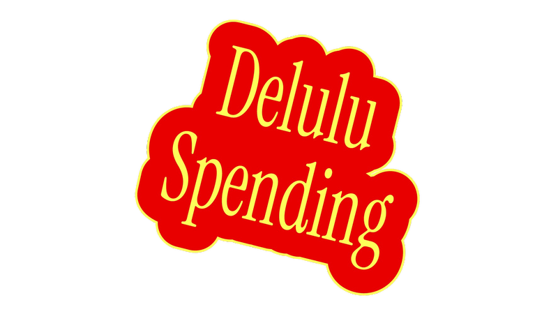 Gelber Schriftzug "Delulu Spending"; der Schriftzug ist rot umrandet, © BMASGPK Gelber Schriftzug "Delulu Spending"; der Schriftzug ist rot umrandet, © BMASGPK