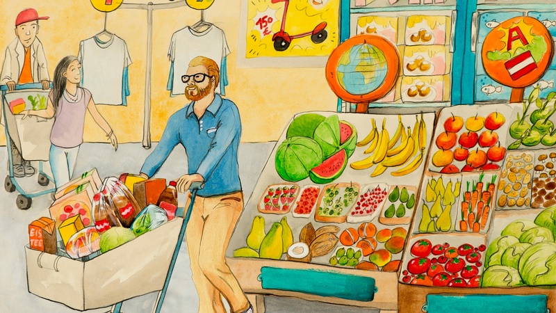 Familie im Supermarkt, © Raoul Krischanitz / BMASGPK Familie im Supermarkt, © Raoul Krischanitz / BMASGPK