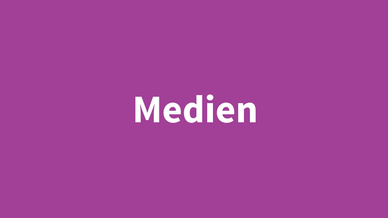 Schriftzug "Medien" auf violettem Untergrund, © BMASGPK Schriftzug "Medien" auf violettem Untergrund, © BMASGPK