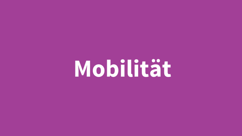 Schriftzug "Mobilität" auf violettem Untergrund, © BMASGPK Schriftzug "Mobilität" auf violettem Untergrund, © BMASGPK