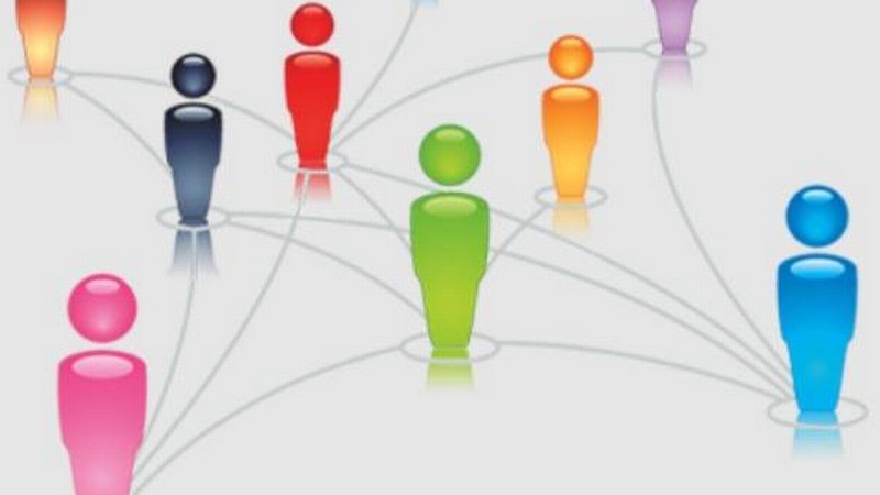 Zeichnung von bunten, vernetzten Symbol Figuren , &copy; www.pngall.com, Networking-Free-PNG-Image