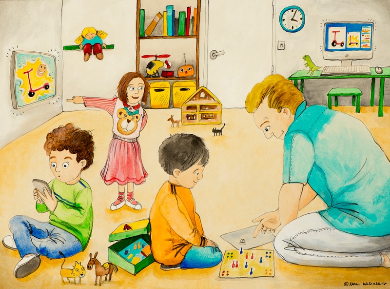 Familie im Wohnzimmer, © Raoul Krischanitz