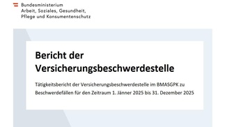 Deckblatt des Berichts der Versicherungsbeschwerdestelle