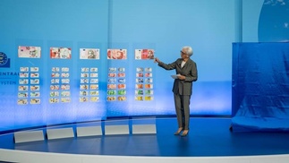 EZB-Präsidentin Christine Lagarde präsentiert Designentwürfe für Euro-Banknoten