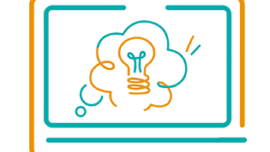 Stilisierung eines Bildschirms, auf dem eine Glühbirne zu sehen ist