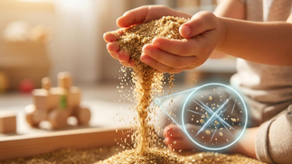 Kinderhände spielen mit Sand 