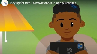 Ausschnitt des animierten Videos, Bub mit Smartphone 