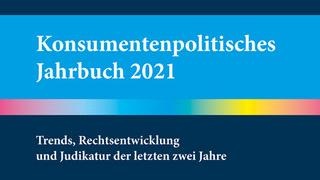 Buchcover Konsumentenpolitisches Jahrbuch, blauer Einband mit Titel  