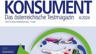 Symbol für Greenwashing, in der Mitte Flugzeuge von Austrian und WIZZ, Gösser und Red Bull Getränkedose, Logos Amazon, Shell