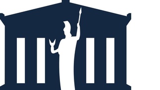 Logo Parlament, stilisiertes Gebäude mit Pallas Athene, Ausschnitt der Website  